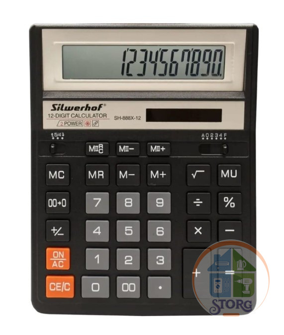 Калькулятор настольный Silwerhof SH-888X-12 черный 12-разр.