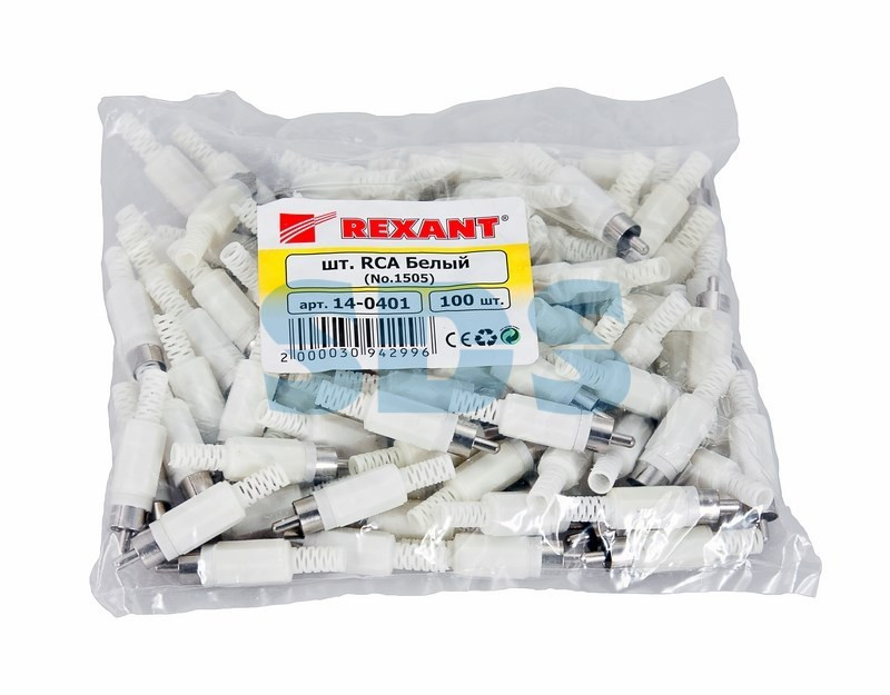 Разъем штекер RCA белый пайка REXANT