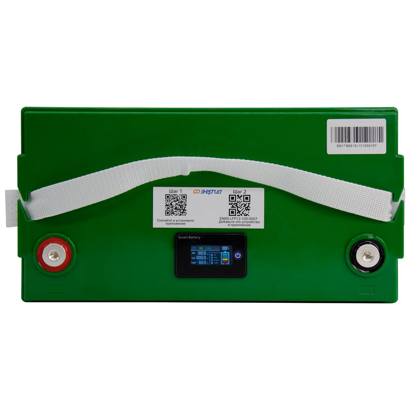 Аккумулятор ЭНЕРГИЯ LFP 12-100 BT, 12.8 В, ABS‑пластик, LiFePO4, 100Ач, 12 мес. гарантия