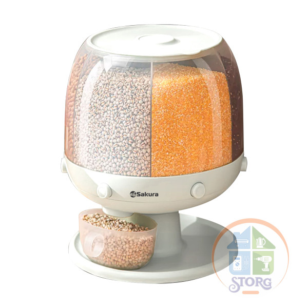 Диспенсер для сыпучих продуктов 6 секций SAKURA SA-DS01 вращающийся