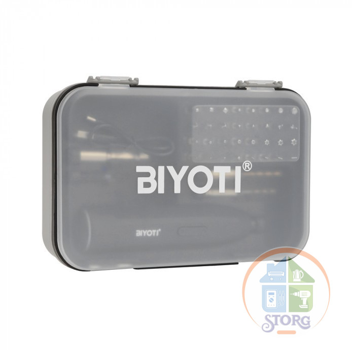 Отвертка аккумуляторная BIYOTI 3,6В с набором (35 предметов), зарядка USB, BYT-CD1005