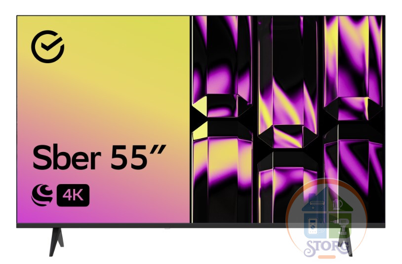 55" Телевизор Sber SDX 55U4126 чёрный 3840х2160, 4K Ultra HD, 60 Гц. Wi-Fi, Smart TV, Салют ТВ