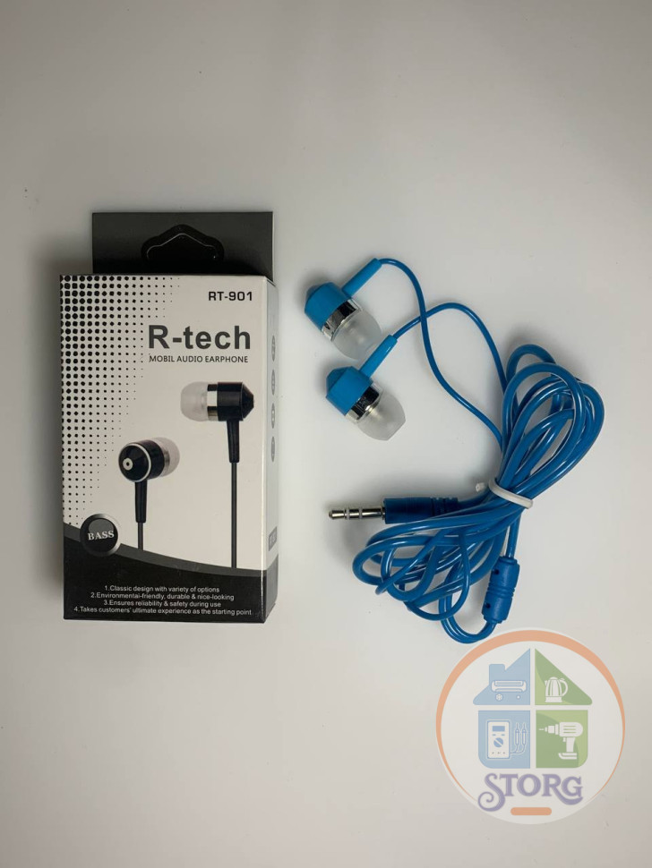 Вакуумные внутриканальные наушники R-Tech RT-901 (Голубой)