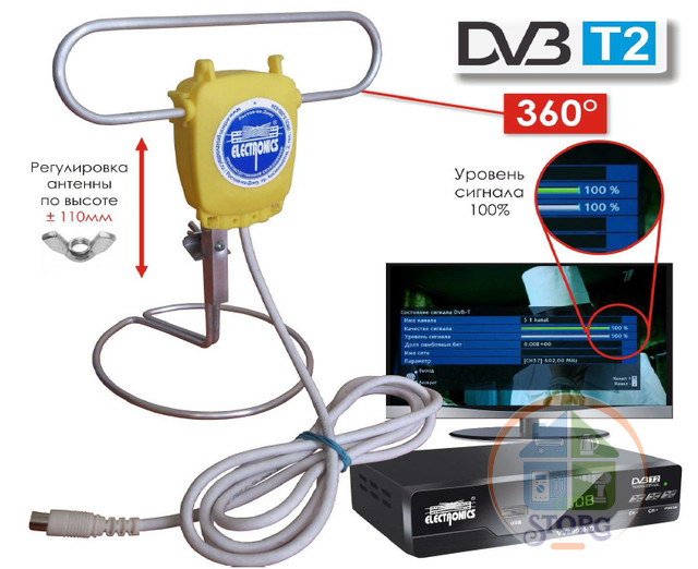 Антеннa комнатная ACOUSTIC T (К+ усил. DA 5V-23db)