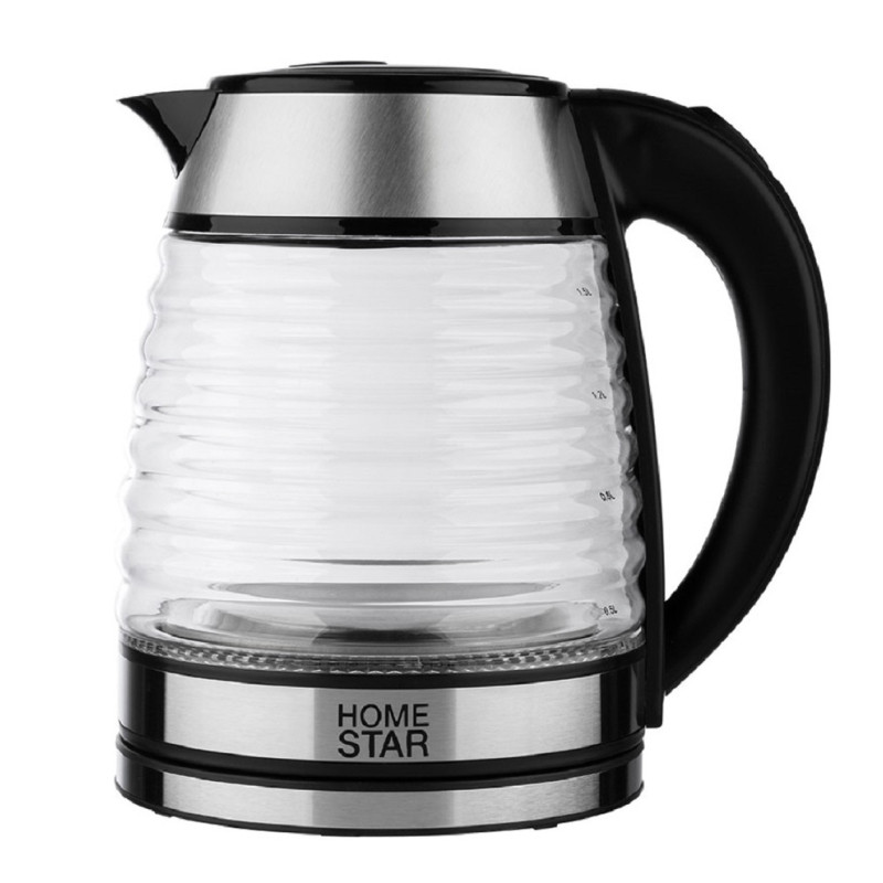 Чайник электрический HOMESTAR HS-1046 Черный; 1500Вт; 1,5л; Стекло/Пластик