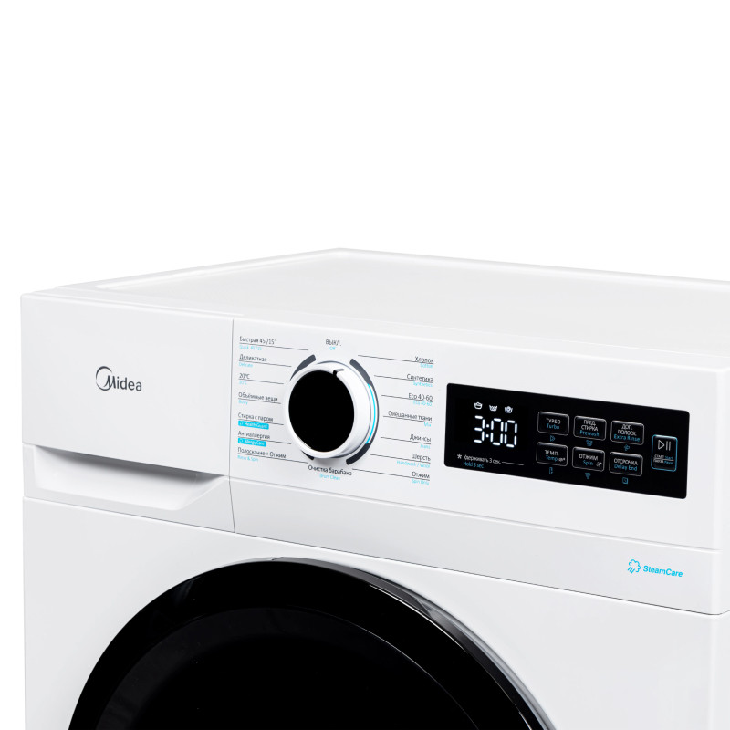 Стиральная машина Midea MF01814BS47/W 8кг; 1400 об/мин; Инверторный мотор, пар