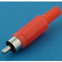 RCA(тюльпан) штекер,на кабель 3.2мм, (красный пластик-никель) APP-080_R