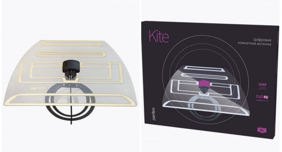 Perfeo ТВ антенна "KITE", активная, встр. усилитель, питание от ресивера 5V, DVB-T2(BAS-5122)