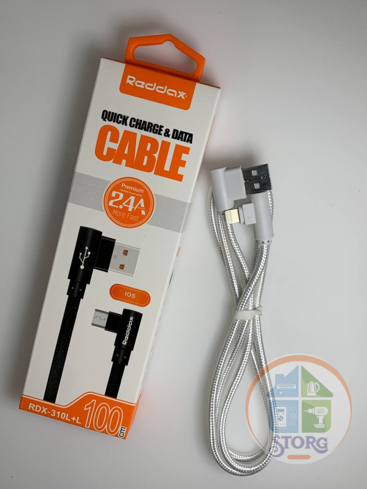USB кабель Reddax RDX-310 L+L lighting 1м в оплетке (white)