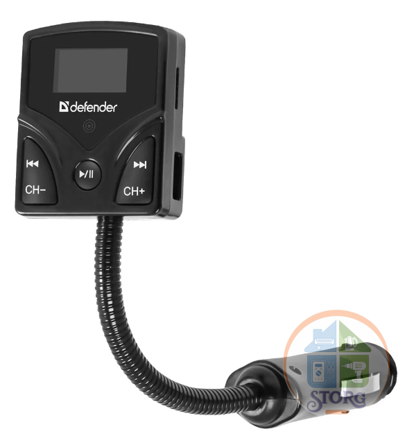FM-модулятор (трансмиттер) DEFENDER RT-Feet (1x usb,дисплей,mp3,microSD,пульт)