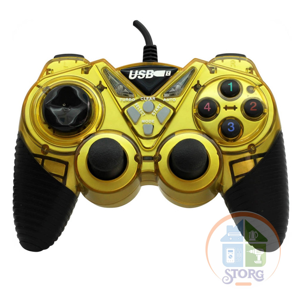Геймпад проводной для ПК USB-908 USB 2.0 Double Shock (Gold)