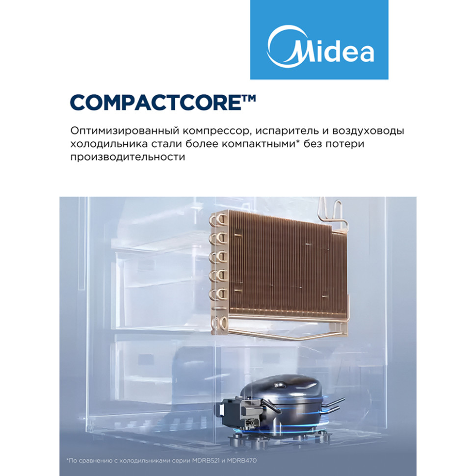 Холодильник Midea MDRB548MMF46, 279л/134л, мороз.снизу, нерж.сталь, инвертор, No Frost, 59,5х185х67 Холодильник Midea MDRB548MMF46, 279л/134л, мороз.снизу, нерж.сталь, инвертор, No Frost, 59,5х185х67
