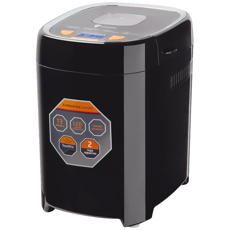 Хлебопечь LEONORD LE-1737 Черный; 550Вт; Таймер; Дисплей с подсветкой; 13 программ; 24 мес.гар.