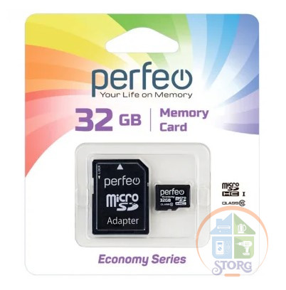 Perfeo microSD 32GB Class 10 Perfeo Economy Series + adapter