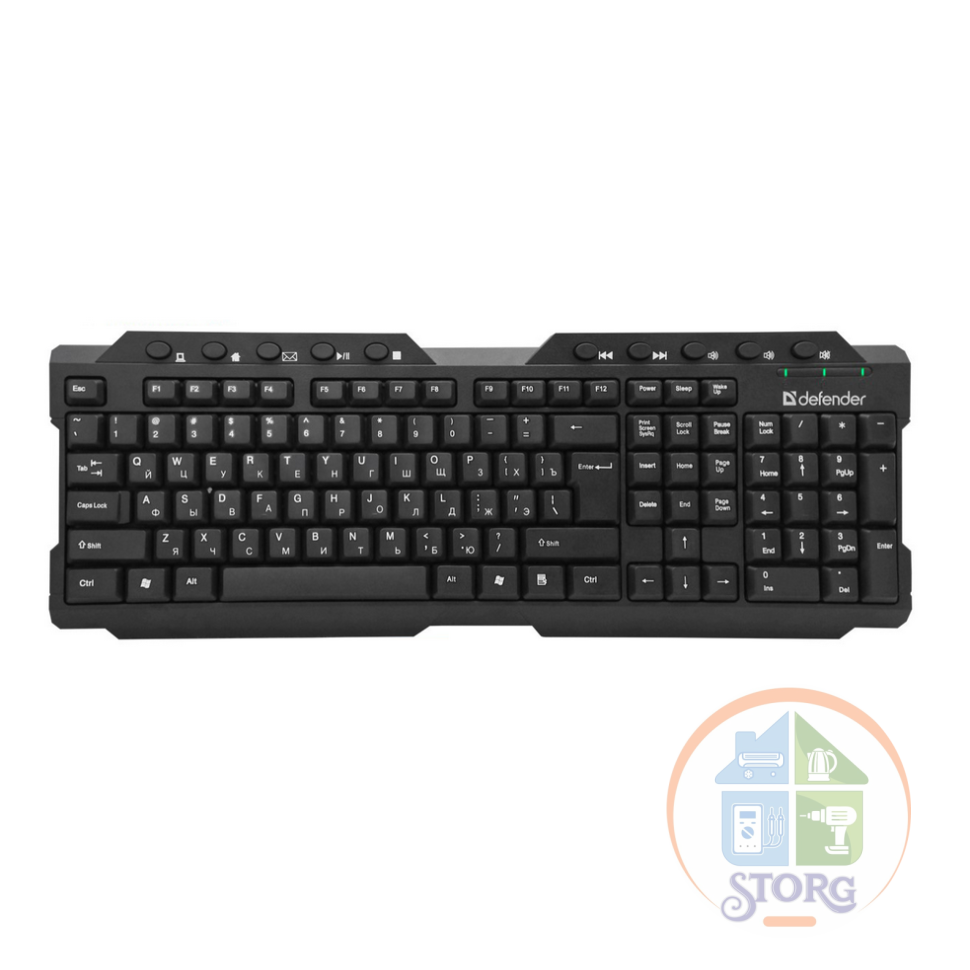 Клавиатура Defender Element HB-195 беспроводная USB черный, 104+10кн, мультимедиа (45195)