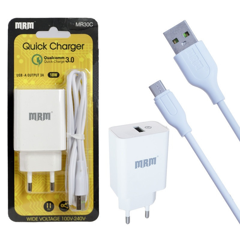СЗУ MRM MR30m 5V/3.1A QC3.0 18W 1USB + кабель MicroUSB Белый