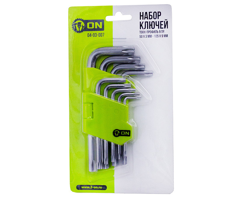 Набор ключей TORX-профиль ON, 9 предметов, 50*3мм-125*9мм Набор ключей TORX-профиль ON, 9 предметов, 50*3мм-125*9мм