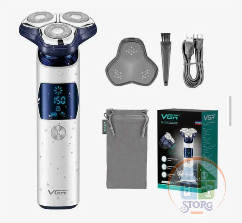 Электробритва VGR V-328 Professional , 90 мин , IPX7 влагозащита , дисплей