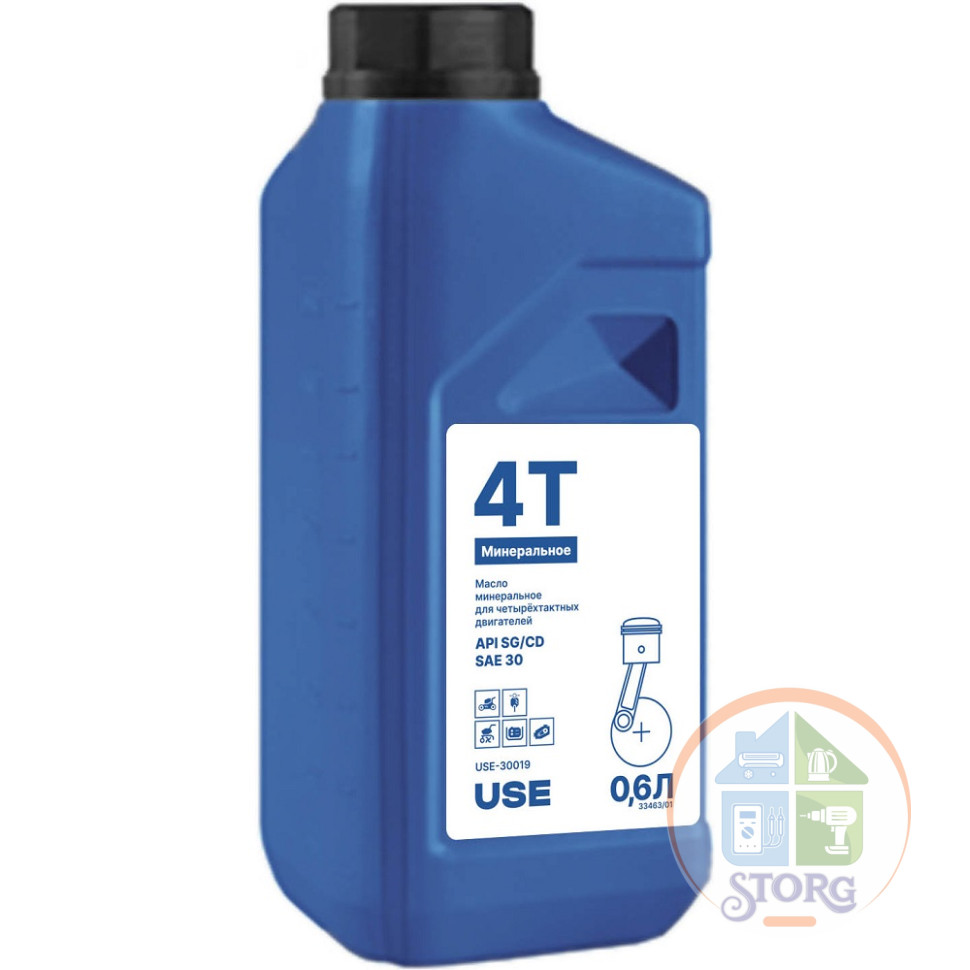 Масло минеральное USE 4-х тактное SAE 30 0.6 л USE-30019 (ОДНА ЗАЛИВКА ГЕНЕРАТОРА!)