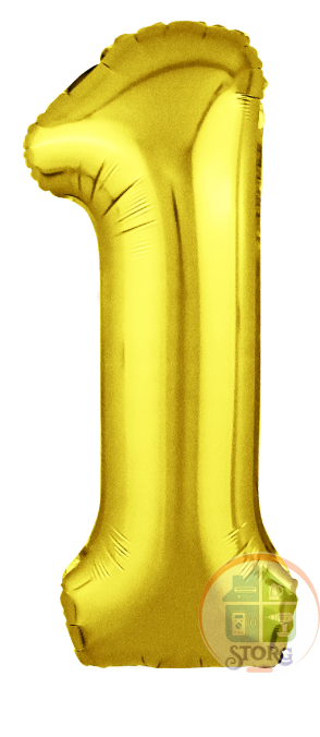 Шар фольгированный 40" «Цифра 1» (Цвет золотой, Slim)