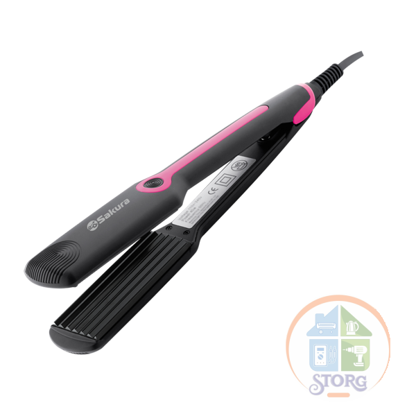 Щипцы-гофре SAKURA SA-4518P для волос с пластинами 90*40 мм, тефлоновое покрытие, 40 Вт