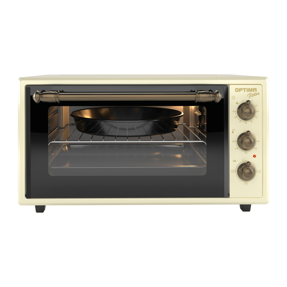 Духовой шкаф OPTIMA MO-48BR, ретро-беж, 48л, 1600 Вт, эмал.внутр.поверх., лампа, таймер