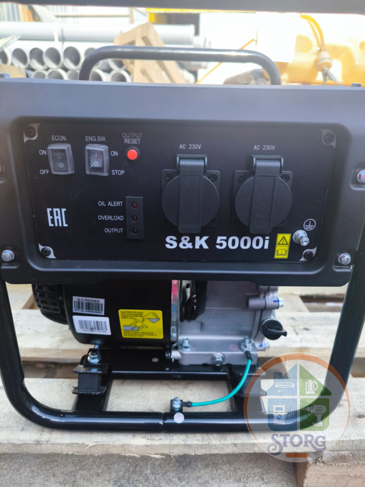 Генератор S&K 5000i инвертор (4,0/4,5 кВт,двиг.236 см?,бак 7 л,ручн старт,медная обмотка)