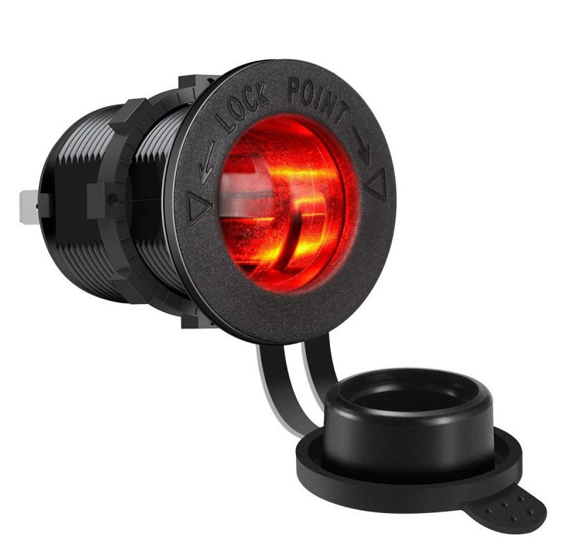 Разъем Прикуривателя в авто (врезные) 12V-24V GH-C5 LED (red)