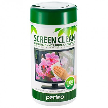 Чистящие салфетки Perfeo "Screen Clean", для LCD/TFT экранов и мониторов, в тубе, 100шт.