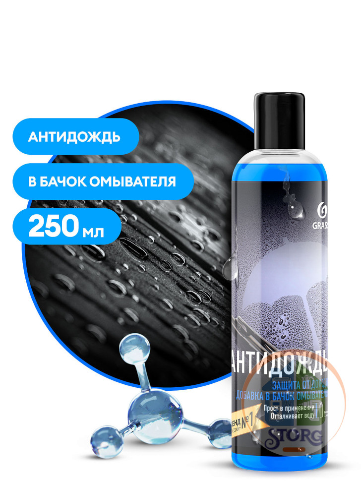 Средство для стекол и зеркал GRASS "Антидождь" (в бачок омывателя )НОВИНКА 250мл /30шт