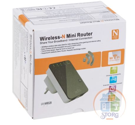 Усилитель сигнала/Репитер Wi-Fi LV-WR02(300Мбит,2,4ГГц,индикация,64/128bit WEP,WPA-PSK,WPA2-PSK,WPS)