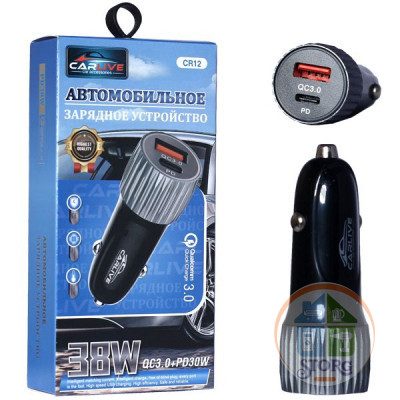 АЗУ Carlive CR12 QC3.0 + PD20W 38W (Black)