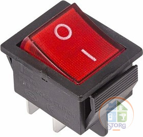 Выключатель клавишный 250V 16А (4с) ON-OFF красный  с подсветкой (RWB-502, SC-767, IRS-201-1) REXANT