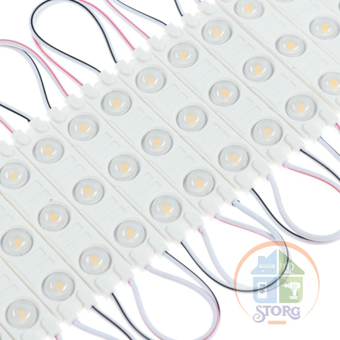Светодиодный модуль SMD5630, 2 Вт, 3 LED, 180 Lm, IP65, 3000К ,12V Т-БЕЛЫЙ, набор 20 шт. 9209045