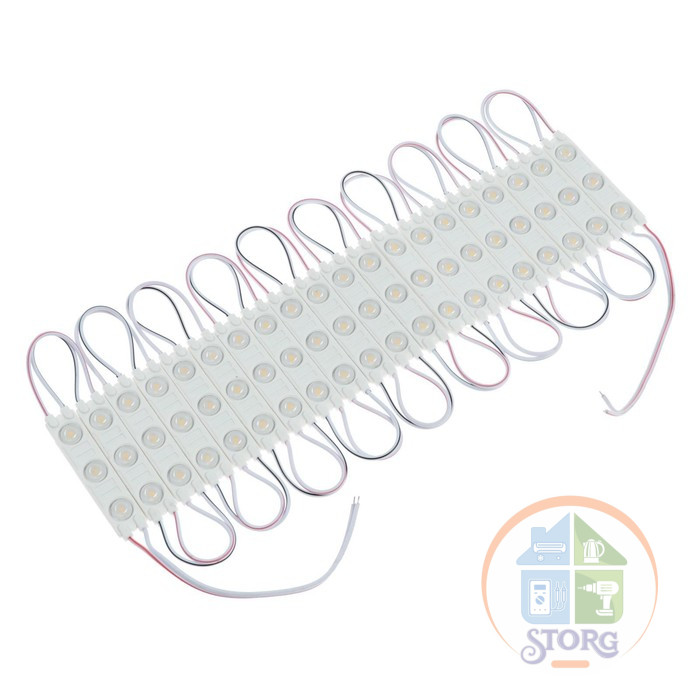 Светодиодный модуль SMD5630, 2 Вт, 3 LED, 180 Lm, IP65, 3000К ,12V Т-БЕЛЫЙ, набор 20 шт. 9209045