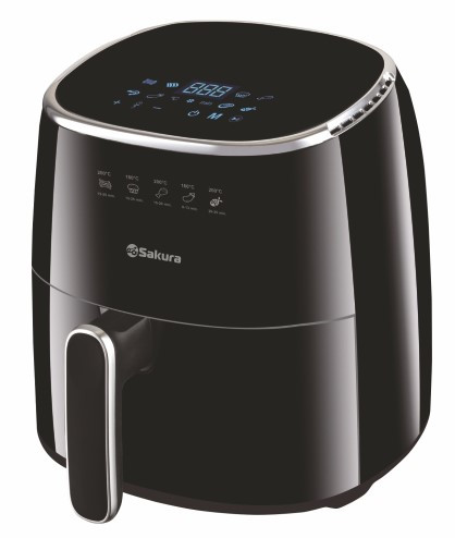 Аэрогриль SAKURA SA-7684BK,1500 Вт, объем 5л, 8 режимов, таймер 60 мин, антиприг. покрытие