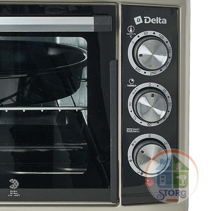 Духовой шкаф DELTA D-533, серая, 1500 Вт, 55 л, конвекция