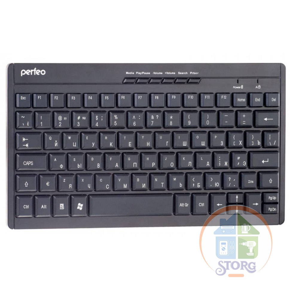 Клавиатура Perfeo "COMPACT" Multimedia, беспроводная, USB, черный (PF-8006)