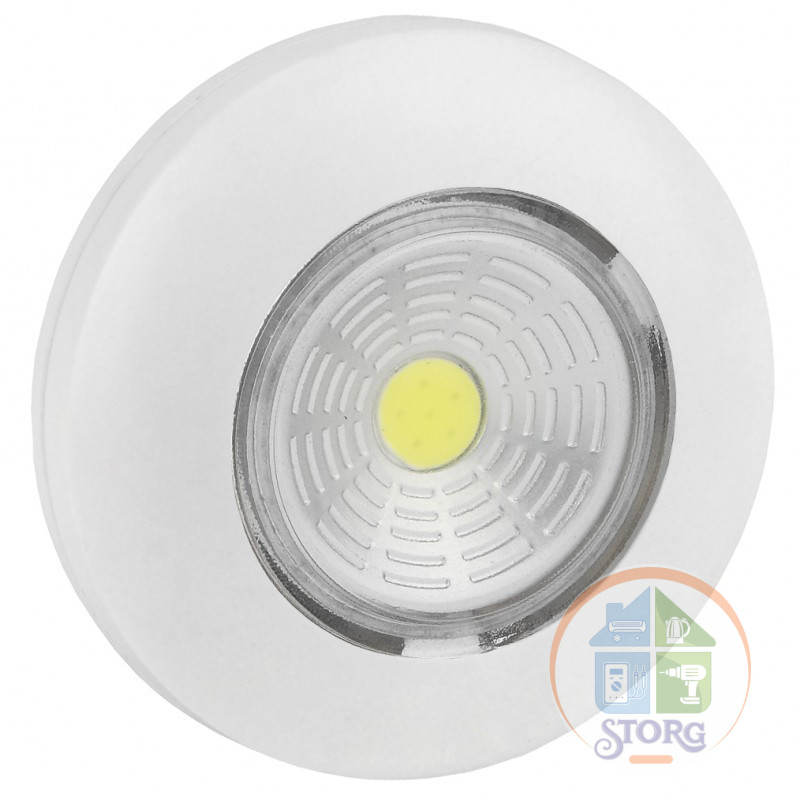 Светодиодный самоклеящийся фонарь-подсветка Pushlight белый, COB 3 Вт, бат. 3xAAA, REV