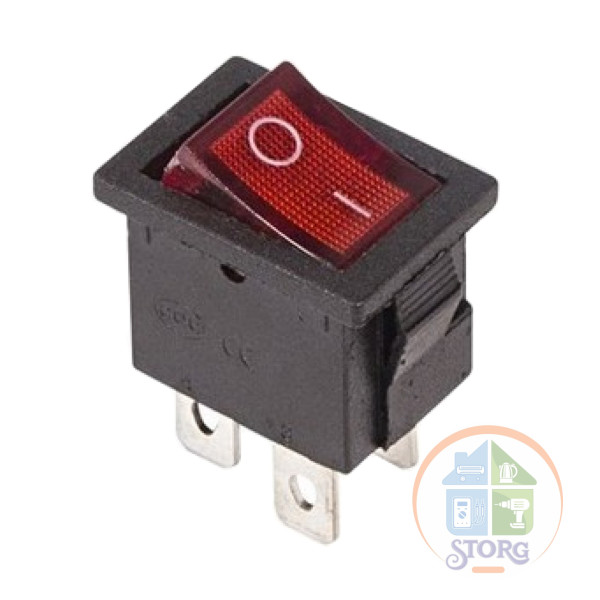Выключатель клавишный 250V 6А (4с) ON-OFF красный  с подсветкой  Mini  REXANT, 36-2190