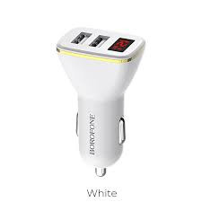 АЗУ BOROFONE BZ11 Speed map dual port digital display car charger (white)