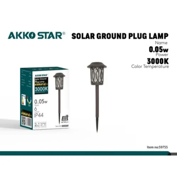 Садовый светильник уличный на солнечной батарее AKKOSTAR 6лм 600mAh IP44 3000K 12.2х44.4мм (уп.6шт)