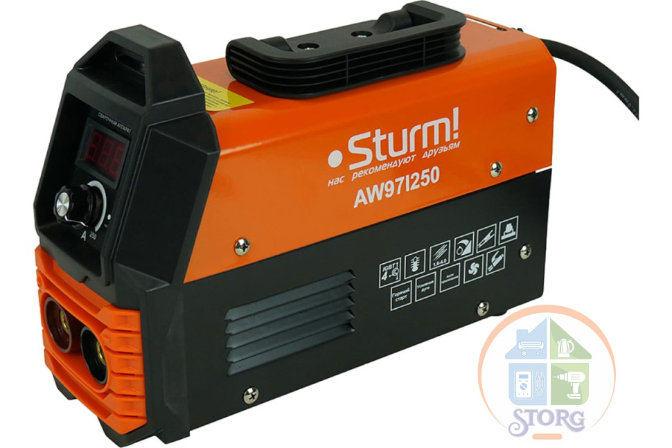 Сварочный аппарат инвертор AW97I250AF Sturm!, 250А, ПВ 60%, 170-250В,HotStart/AntiStick/ArcForce
