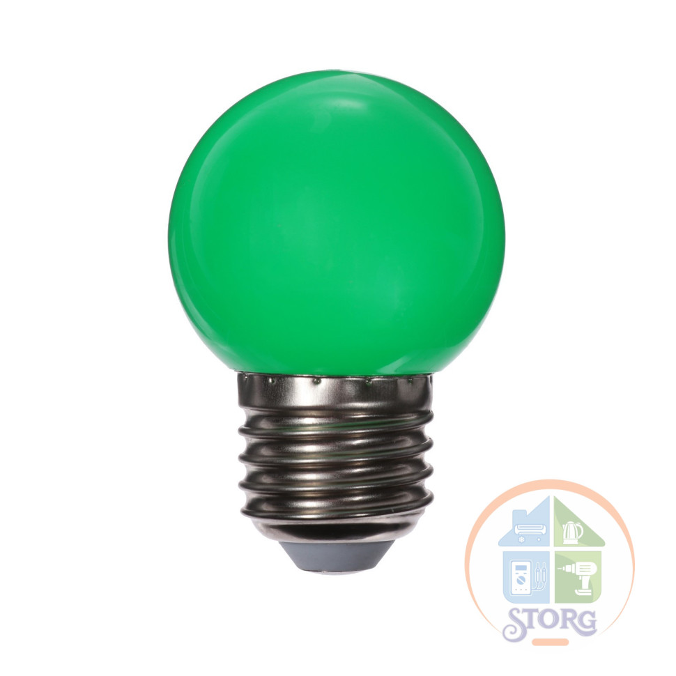 Светодиодная лампа Luazon Lighting, G45, Е27, 1.5 Вт, для белт-лайта, зеленая, наб 20 шт   7871488