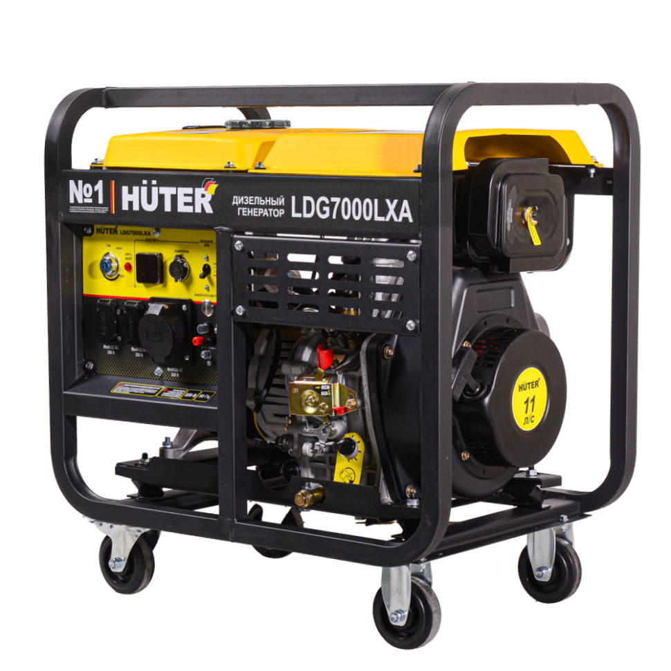 Генератор дизельный Huter LDG 7000LXА (5/5.5кВт, 1-фаза, 4-такт., AVR, руч./эл.старт., мед.обмотка) Генератор дизельный Huter LDG 7000LXА (5/5.5кВт, 1-фаза, 4-такт., AVR, руч./эл.старт., мед.обмотка)