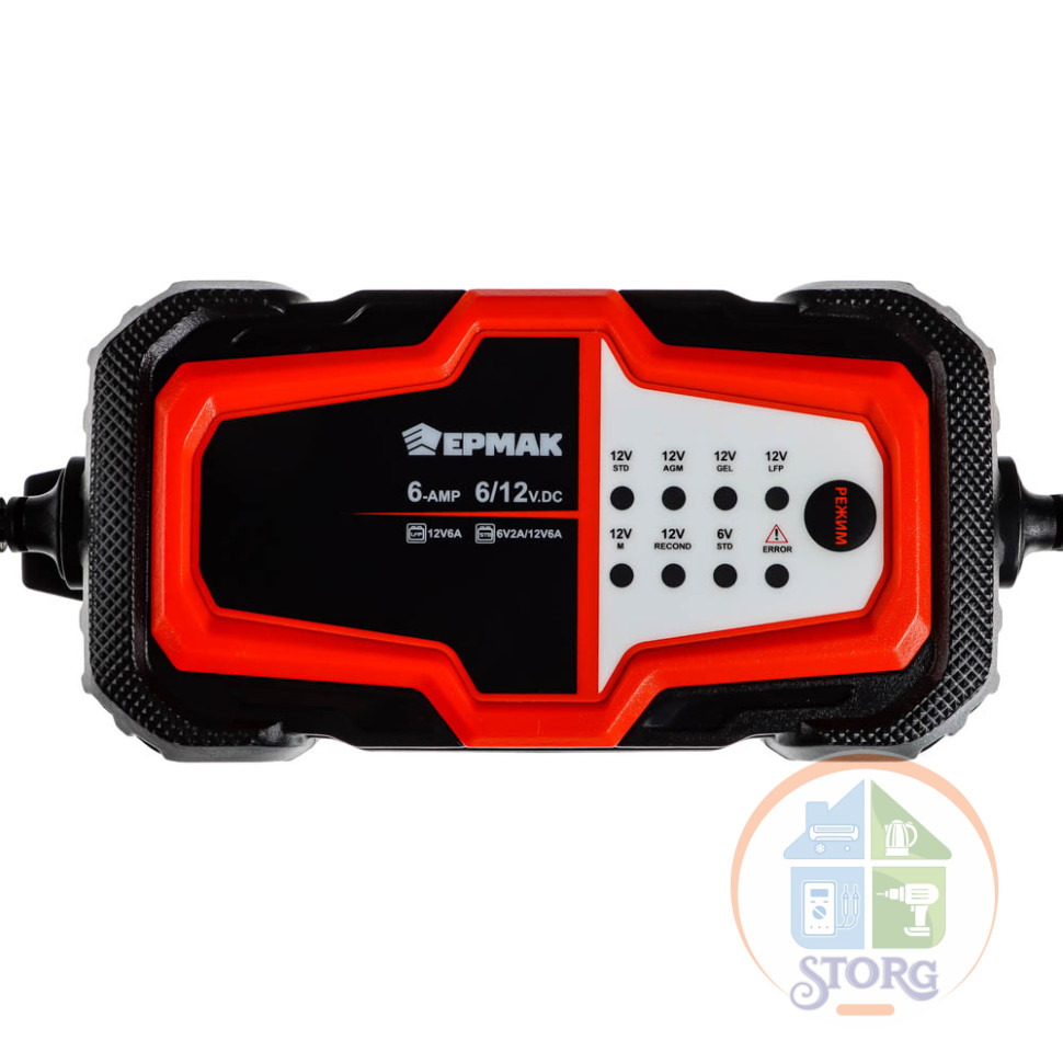 Автоматическое зарядное устройство аналоговое упр. 12-24v ЕРМАК 721-013 6А, АКБ до 150 А•ч