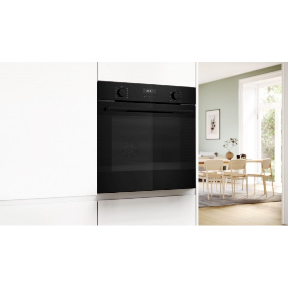 Электрический духовой шкаф Bosch HJA737BA0 Serie 4, 60 см, 76 л, черный, Auto Pilot 10, 3D Hotair,класс энергоэффективности А, 7 режимов, LCD-дисплей, галогенное освещение, самоочистка EcoClean,проволочные направляющие <HJA737BA0>