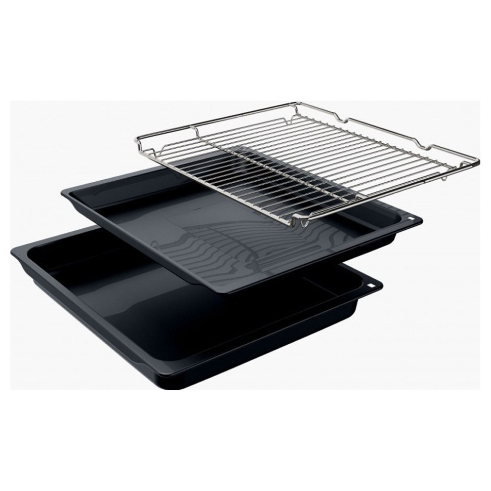 Электрический духовой шкаф Bosch HJA737BA0 Serie 4, 60 см, 76 л, черный, Auto Pilot 10, 3D Hotair,класс энергоэффективности А, 7 режимов, LCD-дисплей, галогенное освещение, самоочистка EcoClean,проволочные направляющие <HJA737BA0>