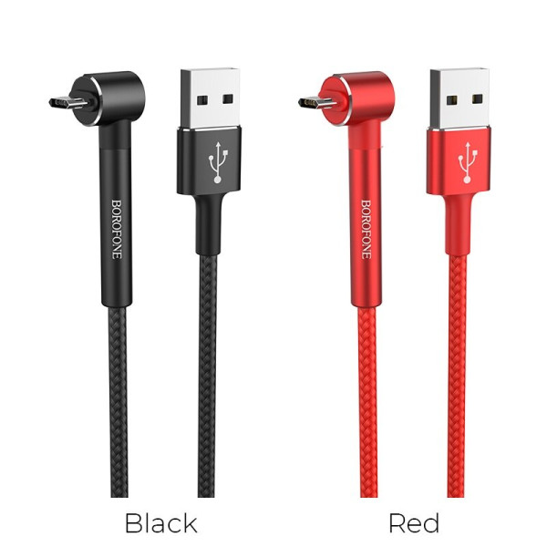 Кабель USB BOROFONE BU6 Bracket  Micro 1000mm (red) угловой штекер