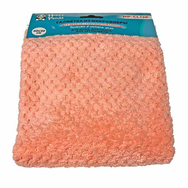 Салфетка Happy Panda HP-CL13P, для мебели, микрофибра, 40х40см, персик